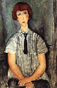 Amedeo Modigliani Yound Woman in a Striped Blouse oil
